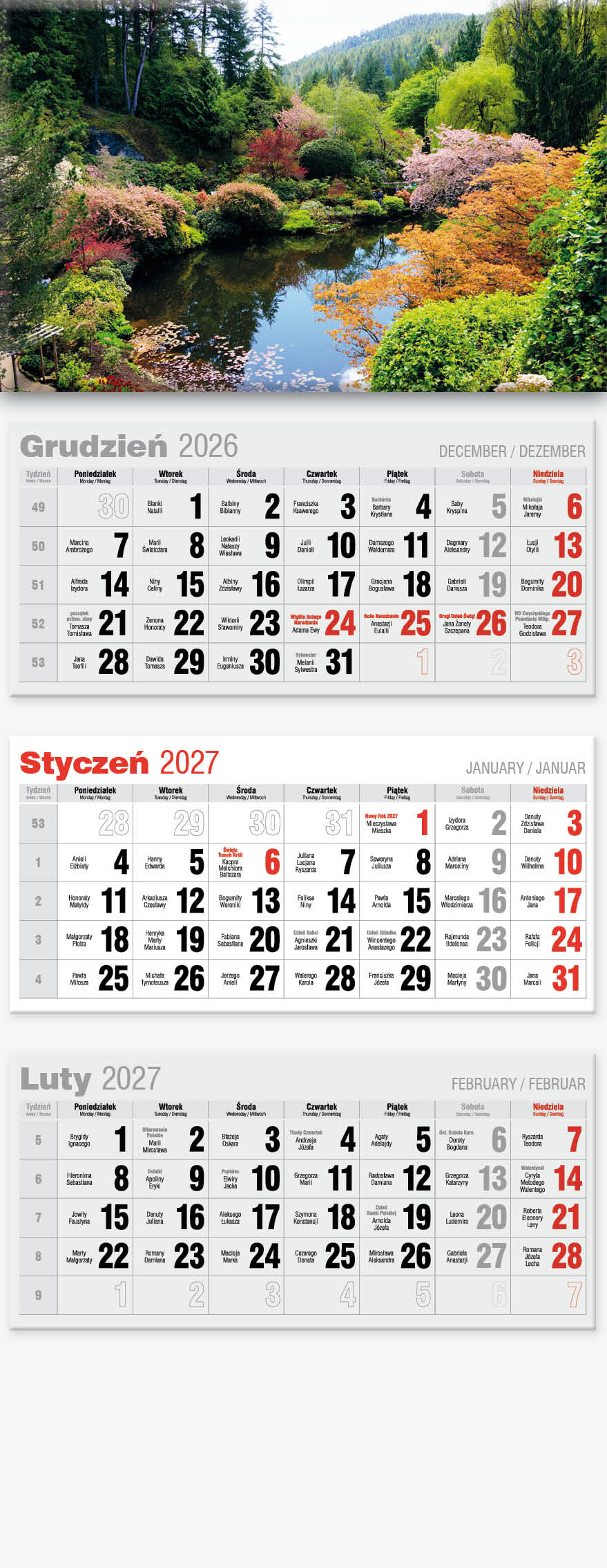 Kalendarz trójdzielny Lux KTL Avanti
